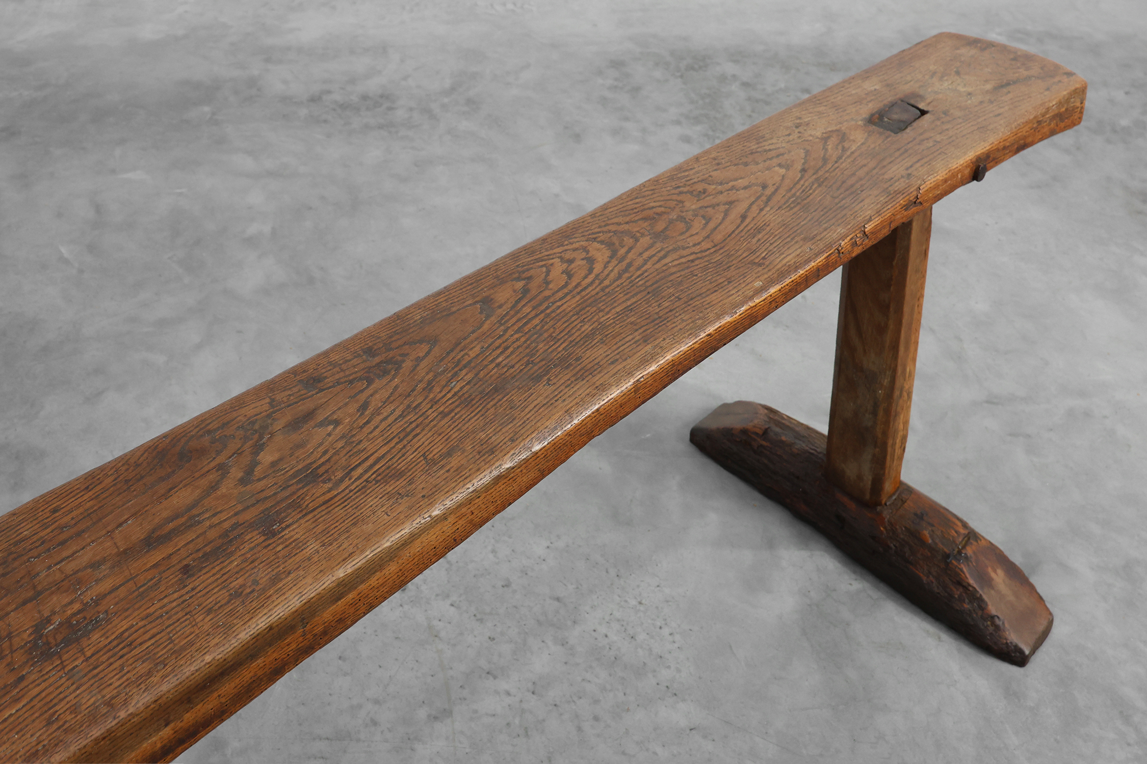 Pair of rustic Oak Benches, France, 1850thumbnail